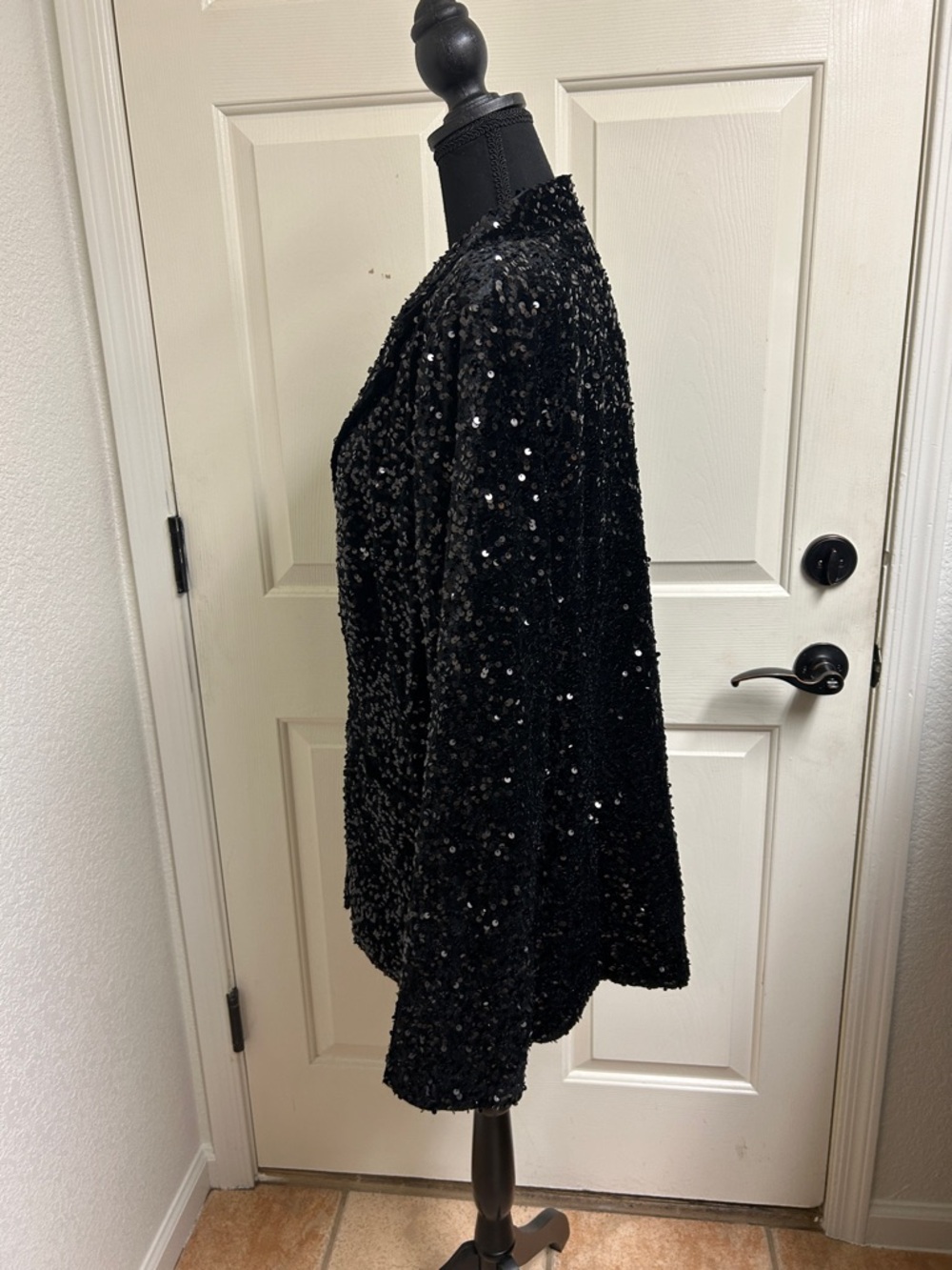 Joan Rivers Red Carpet Sequin Boyfriend Blazer, Size XL, Black - Picture 7 of 11